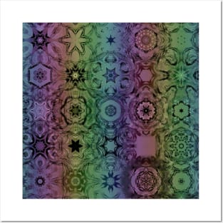 Rainbow Tie Dye Snowflake Christmas Posters and Art